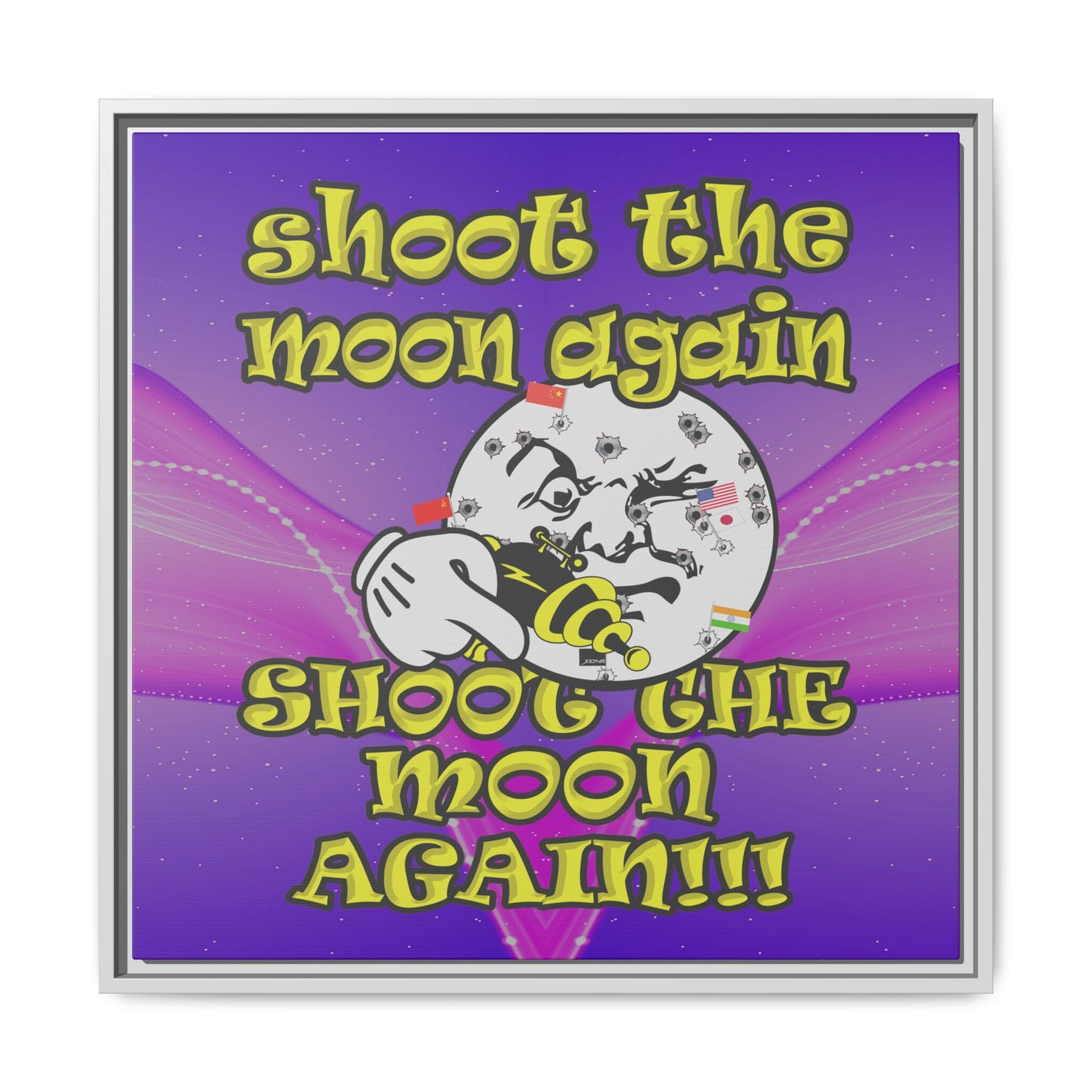 shoot the moon again - framed canvas art (purple-pink wave)