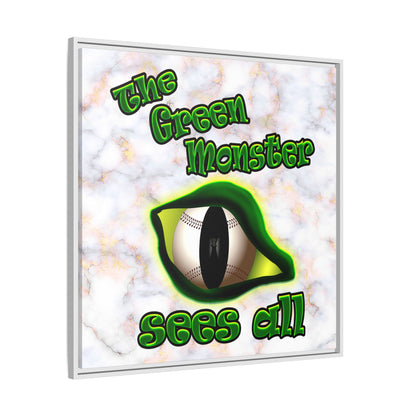 green monster - framed canvas art (white marble)