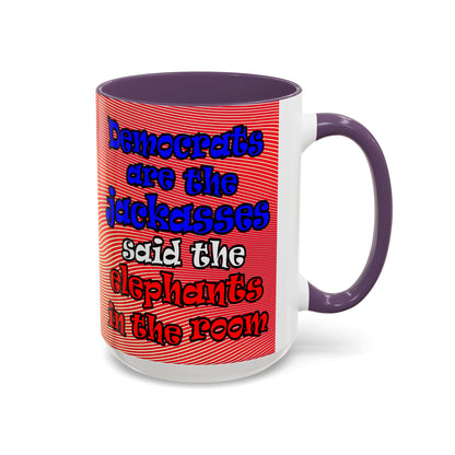 donkeys and elephants - Accent Mug (yellow-orange wave)