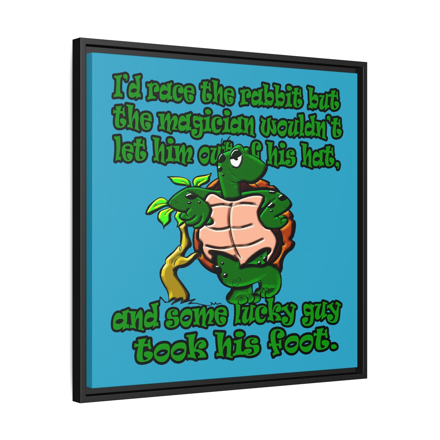 turtle race - framed canvas art (turquoise)