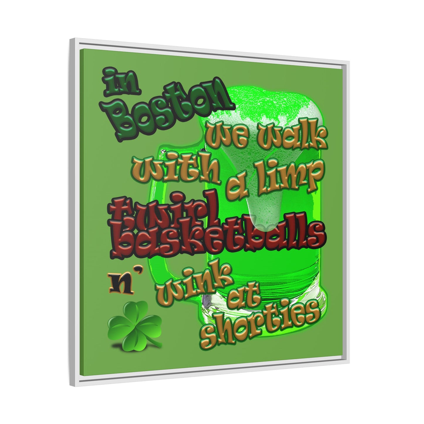 celtics logo - framed canvas art (green)