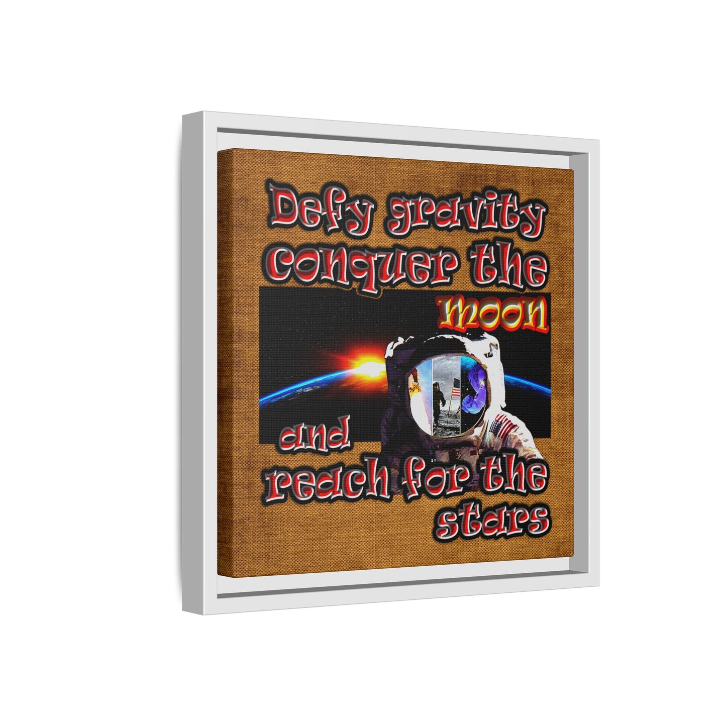 defy conquer reach - framed canvas art (brown papyrus)