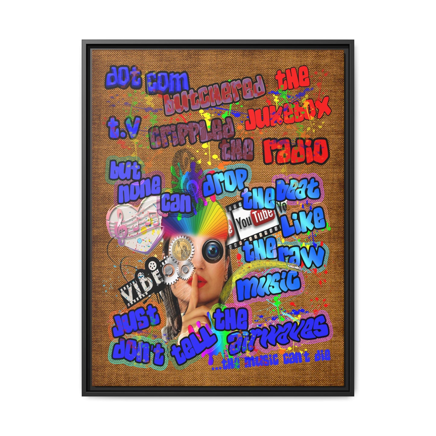 drop the beat - framed canvas art (brown papyrus)