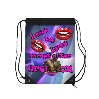 hoes b4 bros - Drawstring Bag (grey-pink wave)