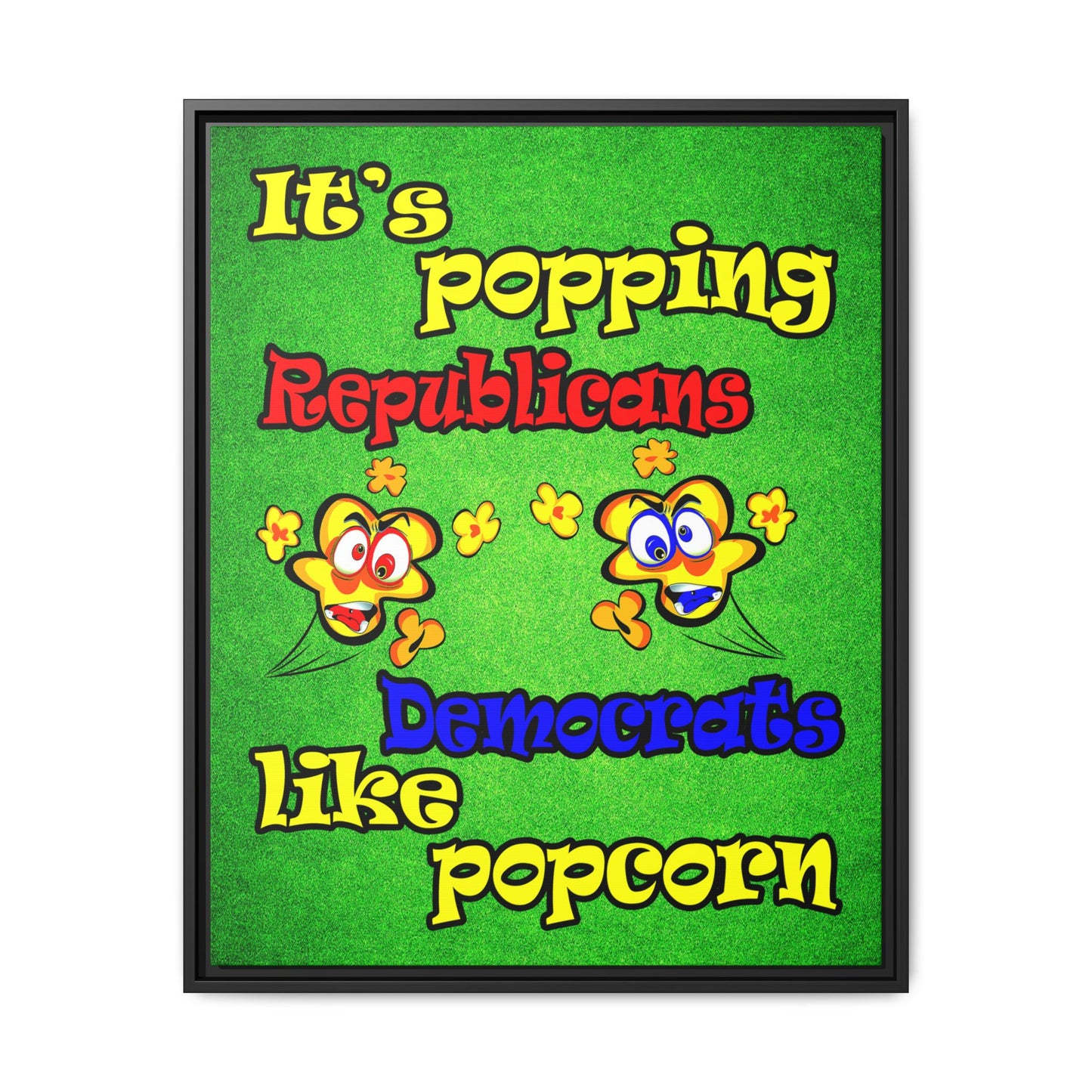 popping like popcorn - framed canvas art (green turf)