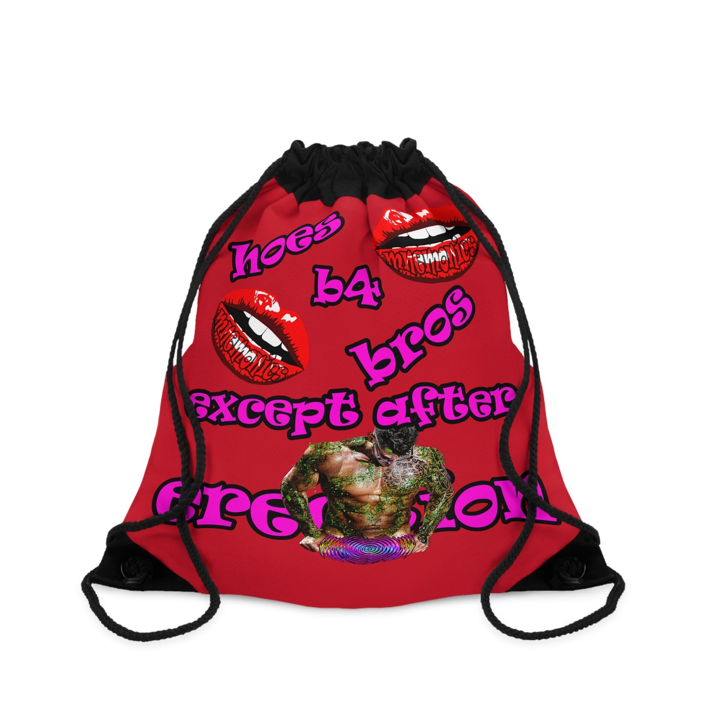 hoes b4 bros - Drawstring Bag (dark red)