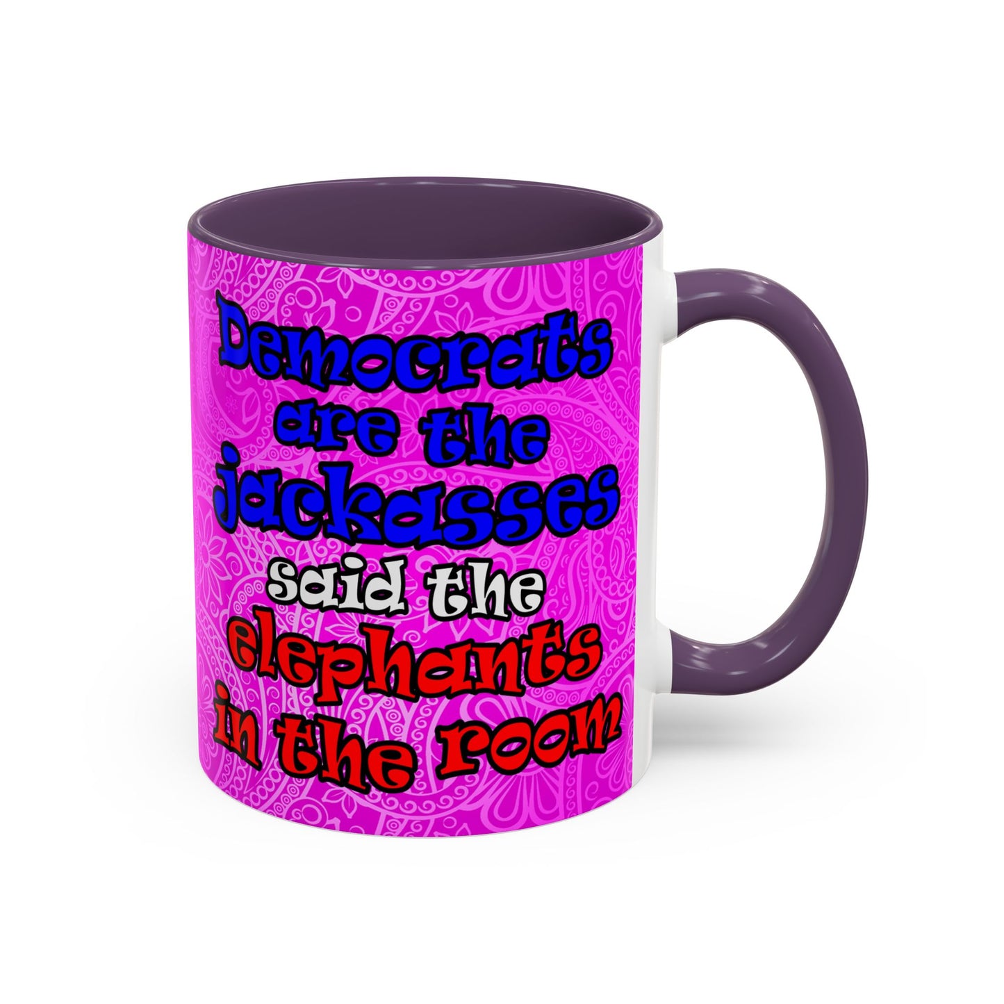 donkeys and elephants - Accent Mug (pink swirl)