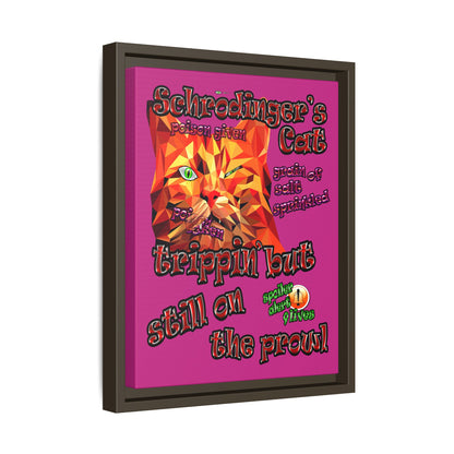 schrodinger's cat - framed canvas art (pink)