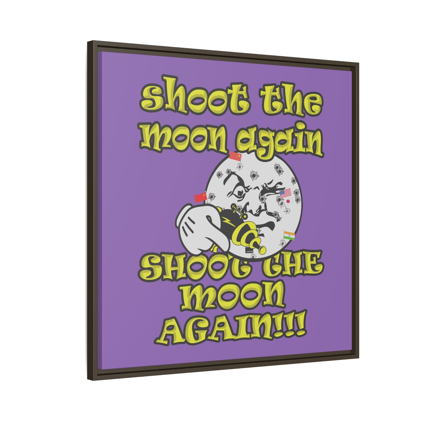 shoot the moon again - framed canvas art (light purple)