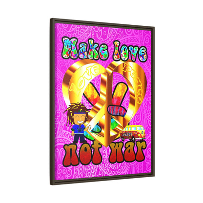 love peace - framed canvas art (pink swirl)