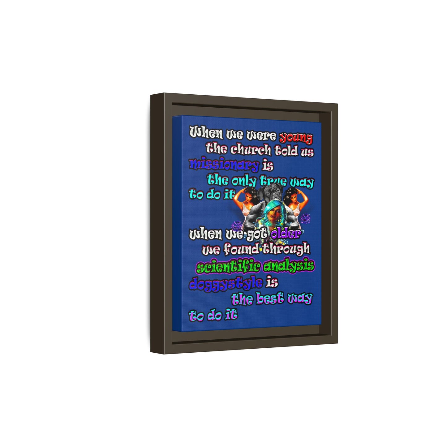 doggystyle - framed canvas art (dark blue)