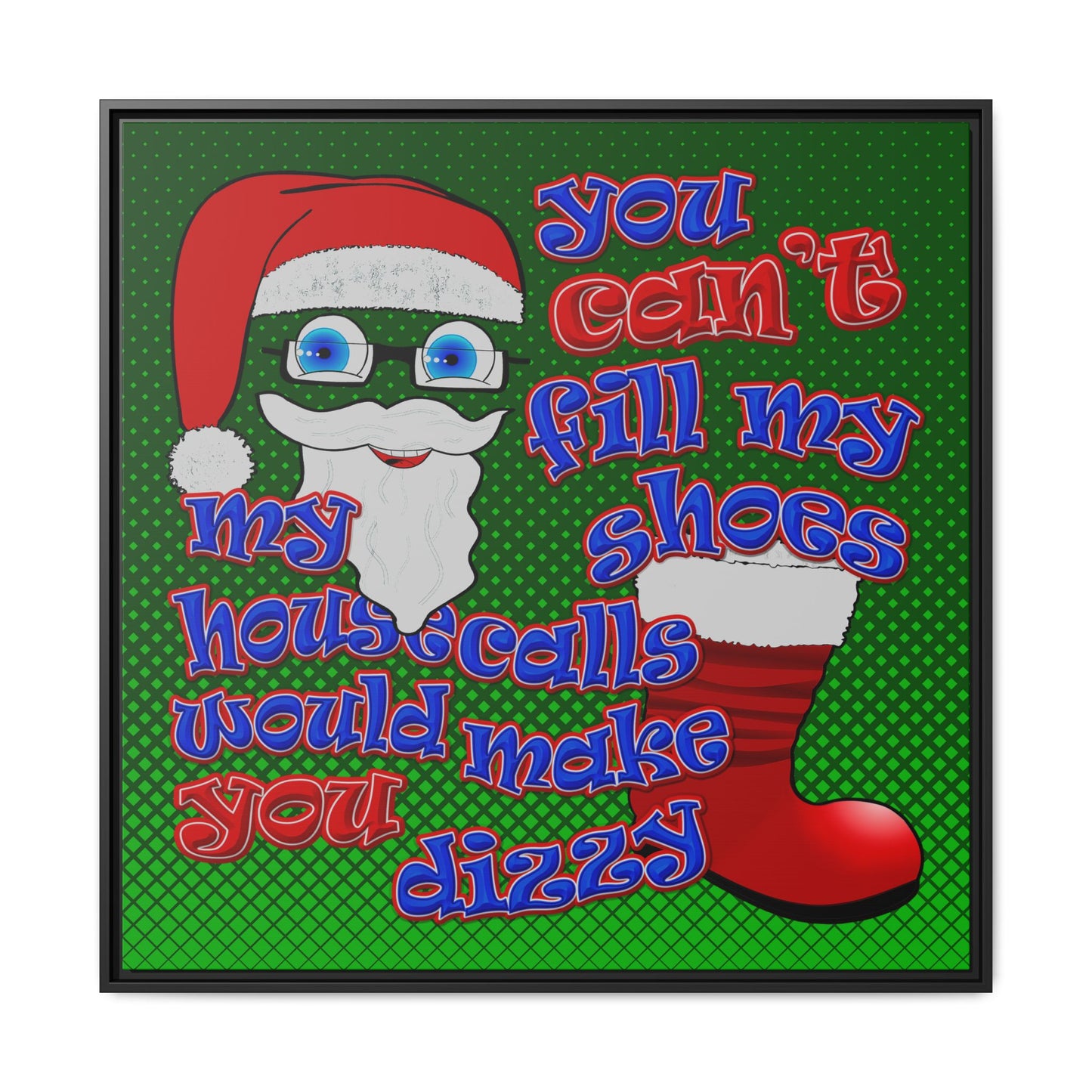 santa's shoes - framed canvas art (logo green)