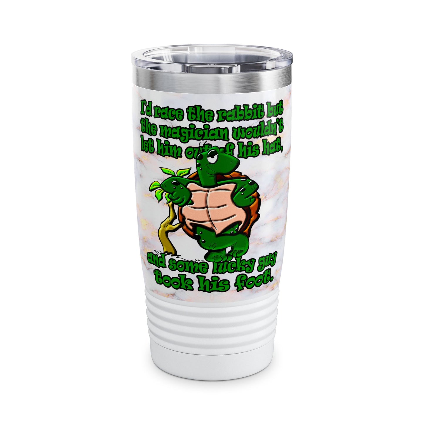 turtle race - Ringneck Tumbler, 20oz (white marble)