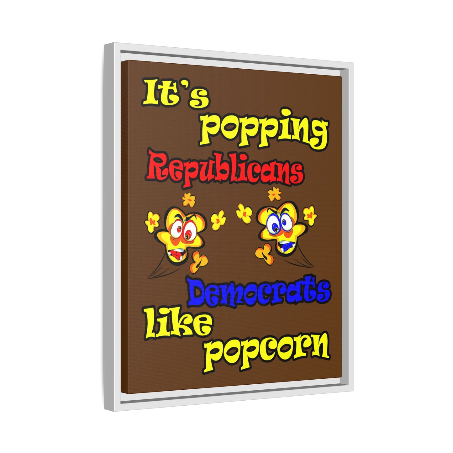 popping like popcorn - framed canvas art (brown)