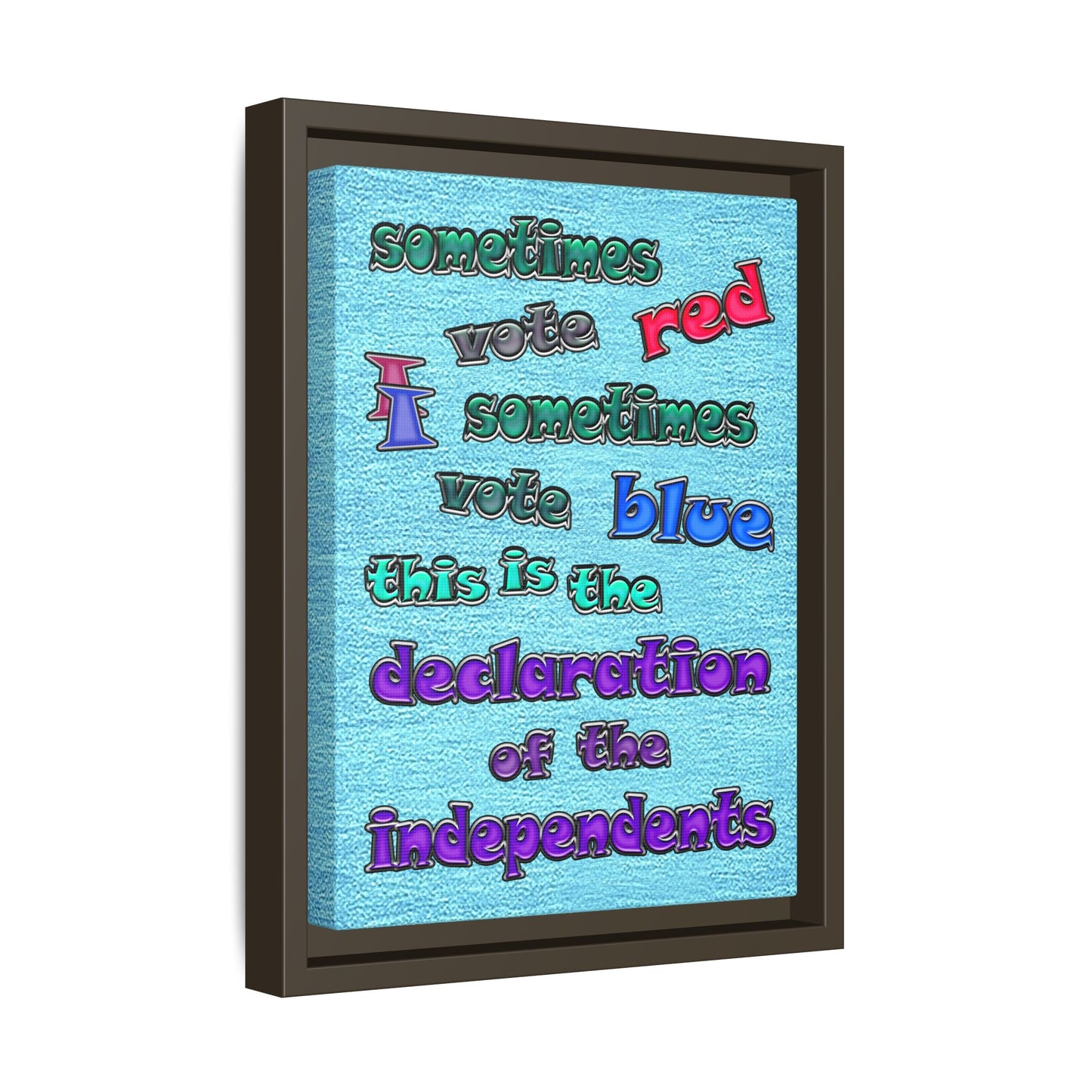 declaration of the independents - framed canvas art (faded blue)