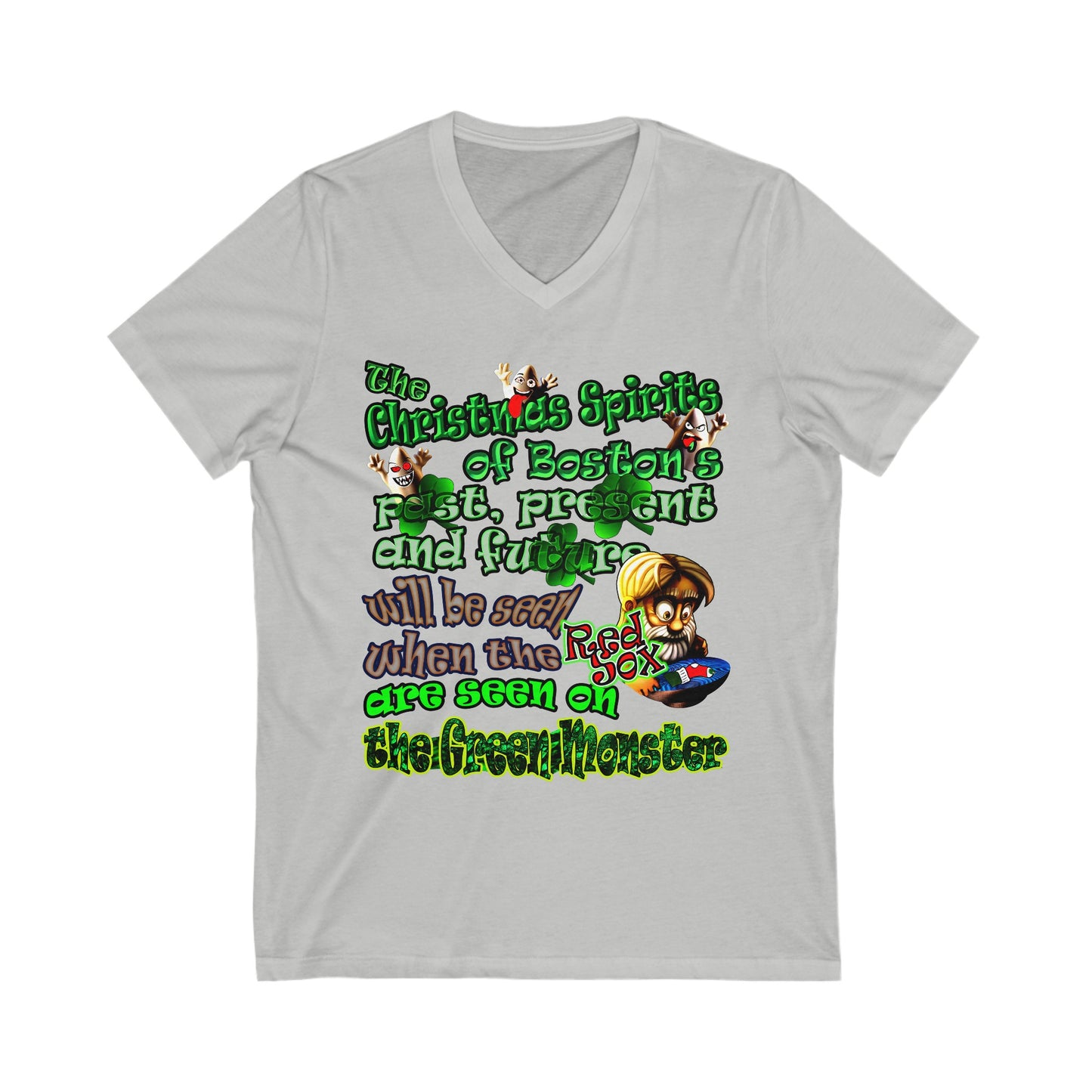 christmas spirits of boston - Unisex Jersey Short Sleeve V-Neck Tee