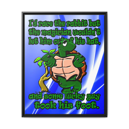 turtle race - framed canvas art (blue-white wave)
