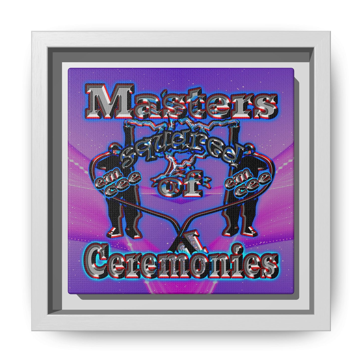 em cee squared - framed canvas art (purple-pink wave)