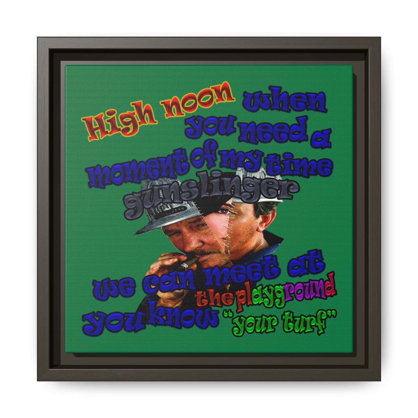 high noon - framed canvas art (dark green)