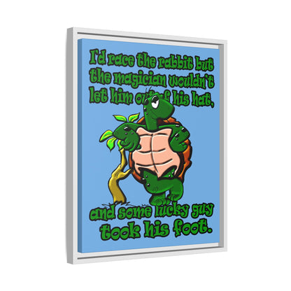 turtle race - framed canvas art (light blue)