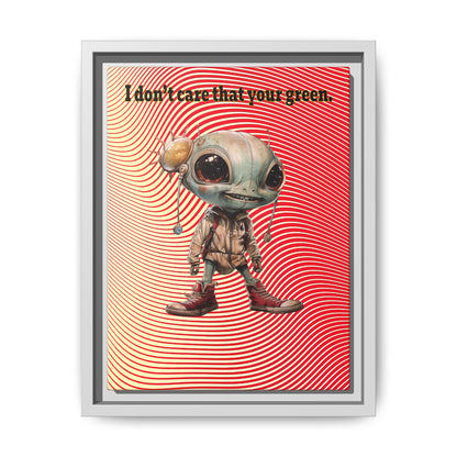 I don't care that your green - framed canvas art (yellow-orange wave)