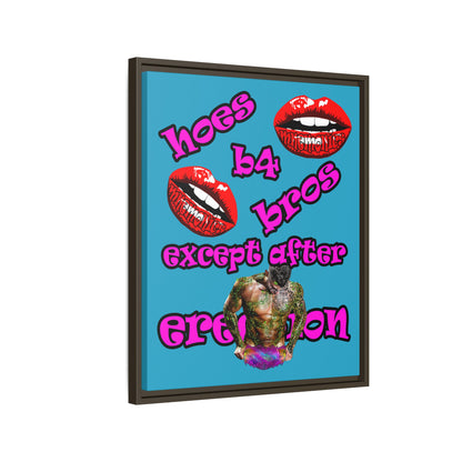hoes b4 bros - framed canvas art (turquoise)