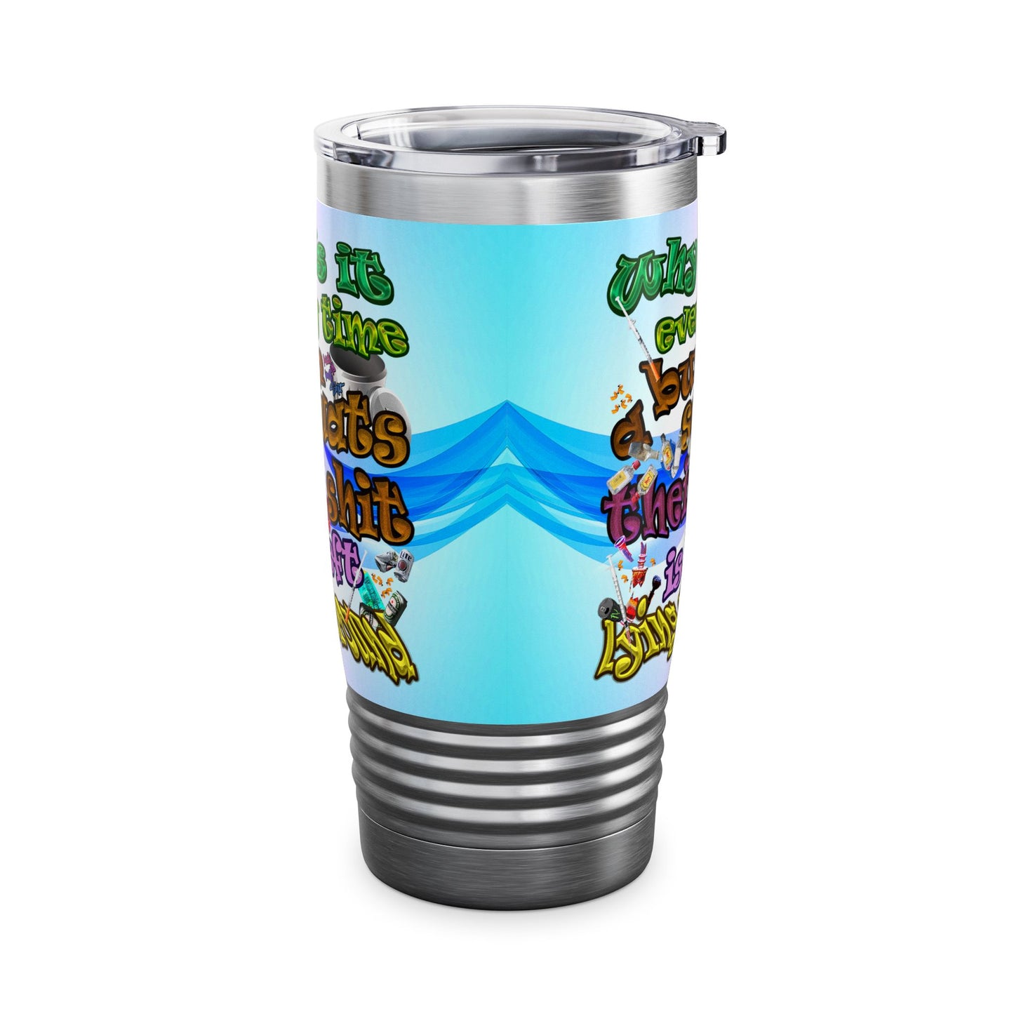 the bum's shit - Ringneck Tumbler, 20oz (light blue-pink wave)