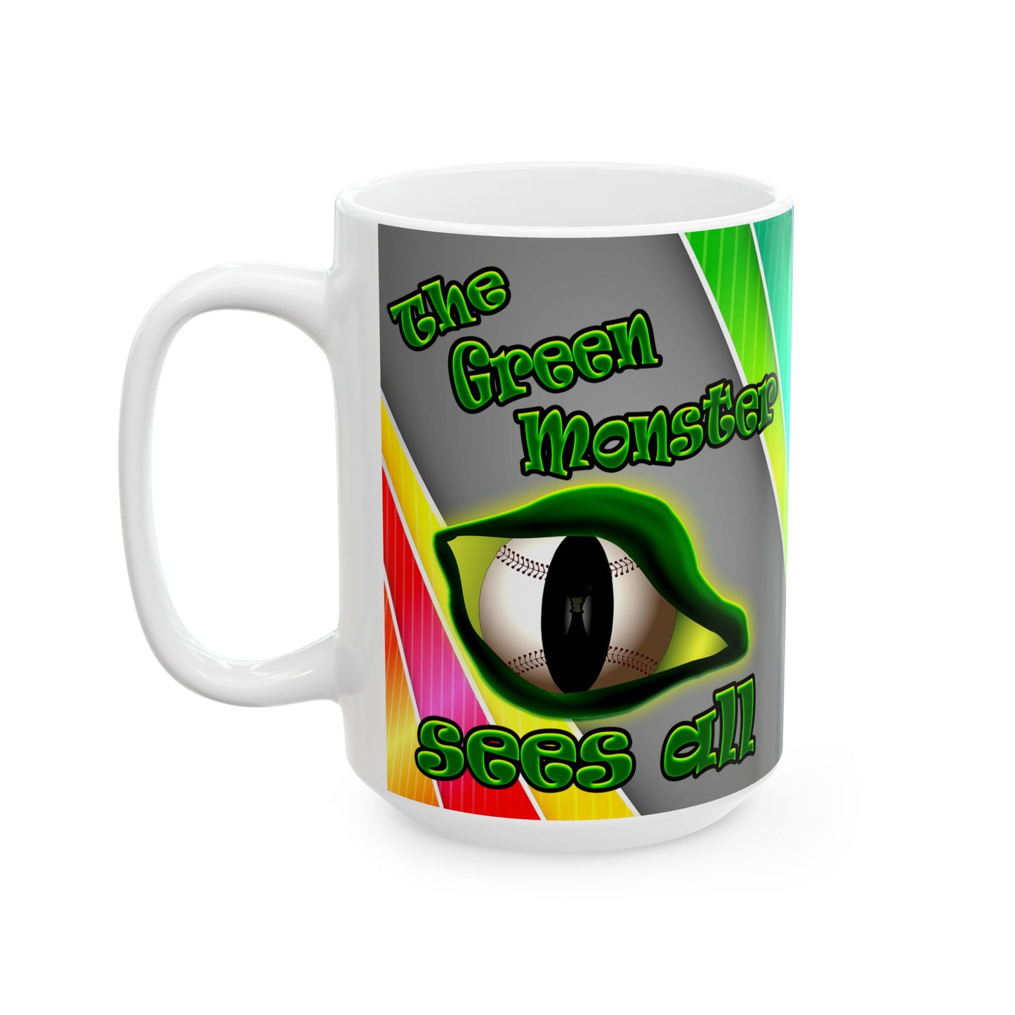 green monster - White Mug (rainbow split)