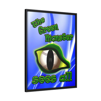 green monster - framed canvas art (blue-white wave)