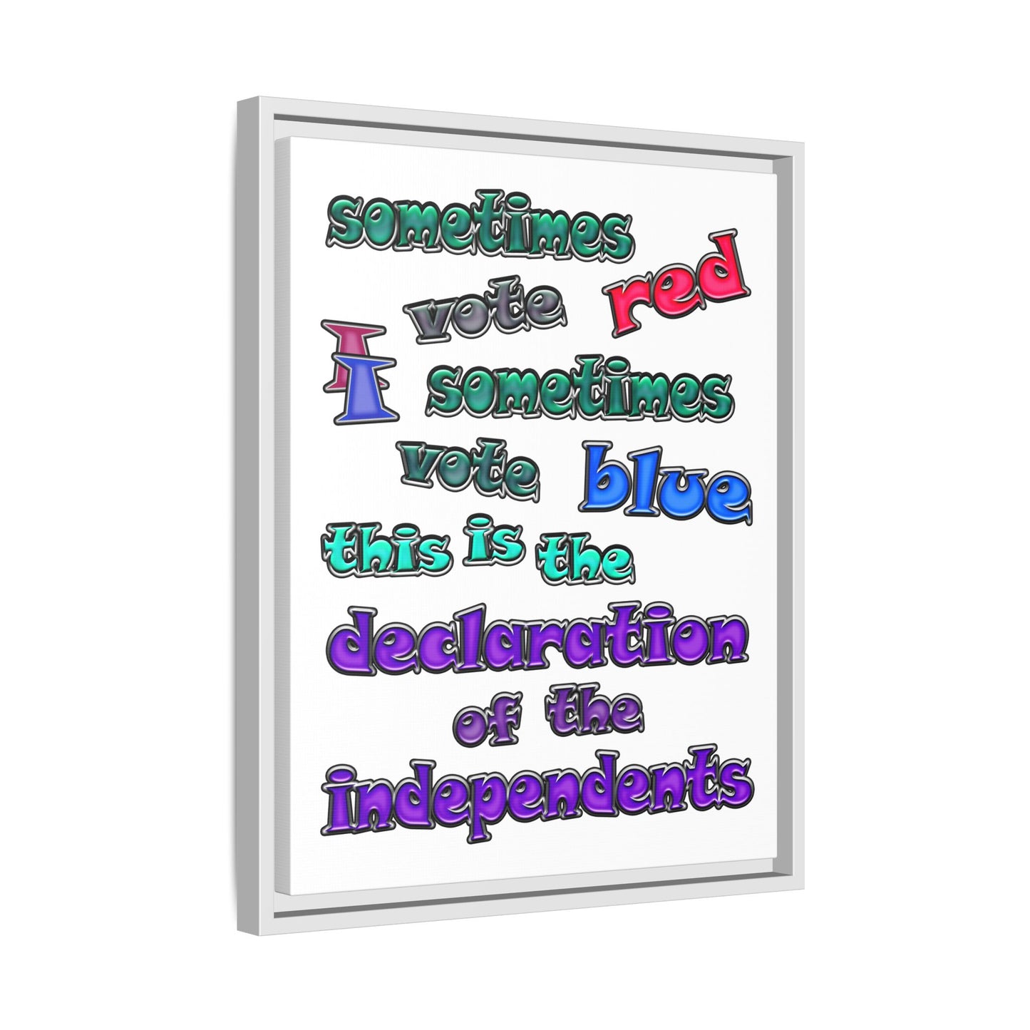declaration of the independents - framed canvas art (white)