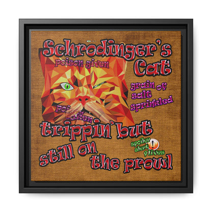 schrodinger's cat - framed canvas art (brown papyrus)