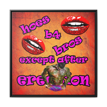 hoes b4 bros - framed canvas art (burnt orange)