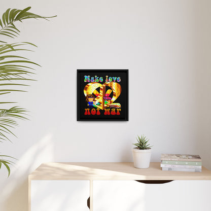 love peace - framed canvas art (black)