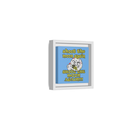 shoot the moon again - framed canvas art (light blue)