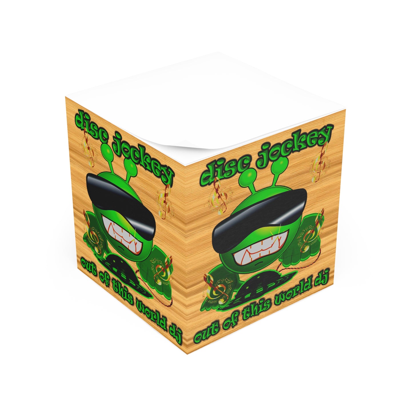 disc jockey - note cube (butterscotch wood finish)