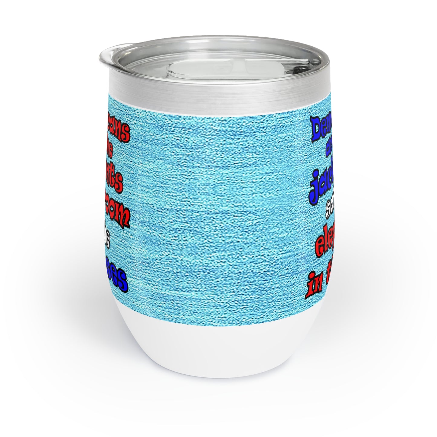 donkeys and elephants - Chill Wine Tumbler (faded blue)