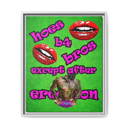 hoes b4 bros - framed canvas art (green turf)