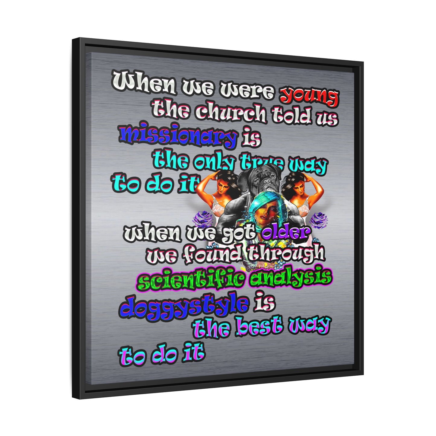 doggystyle - framed canvas art (brushed nickel)