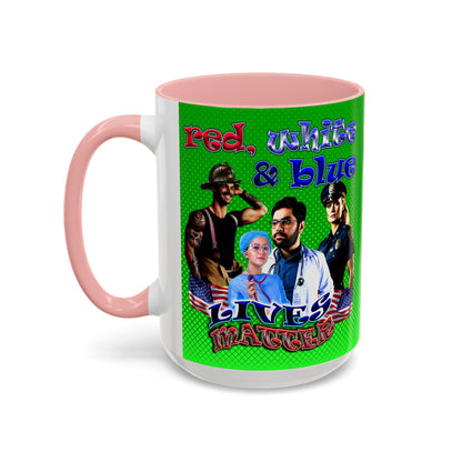 rw&b lives matter - Accent Mug (logo green)