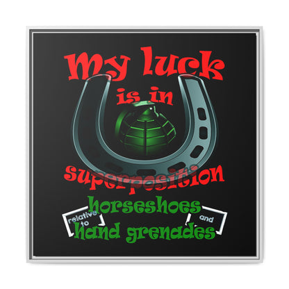 my luck - framed canvas art (black)