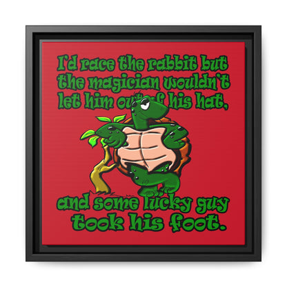 turtle race - framed canvas art (dark red)