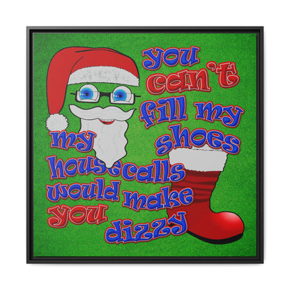 santa's shoes - framed canvas art (green turf)