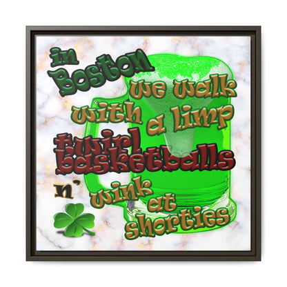 celtics logo - framed canvas art (white marble)