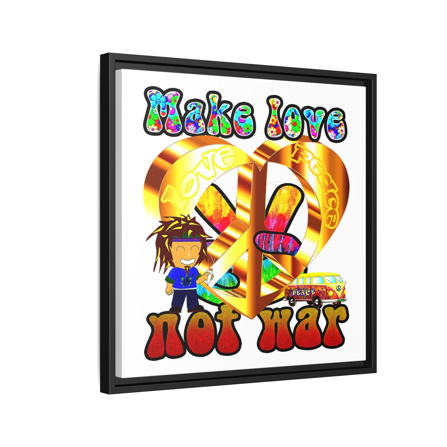 love peace - framed canvas art (white)