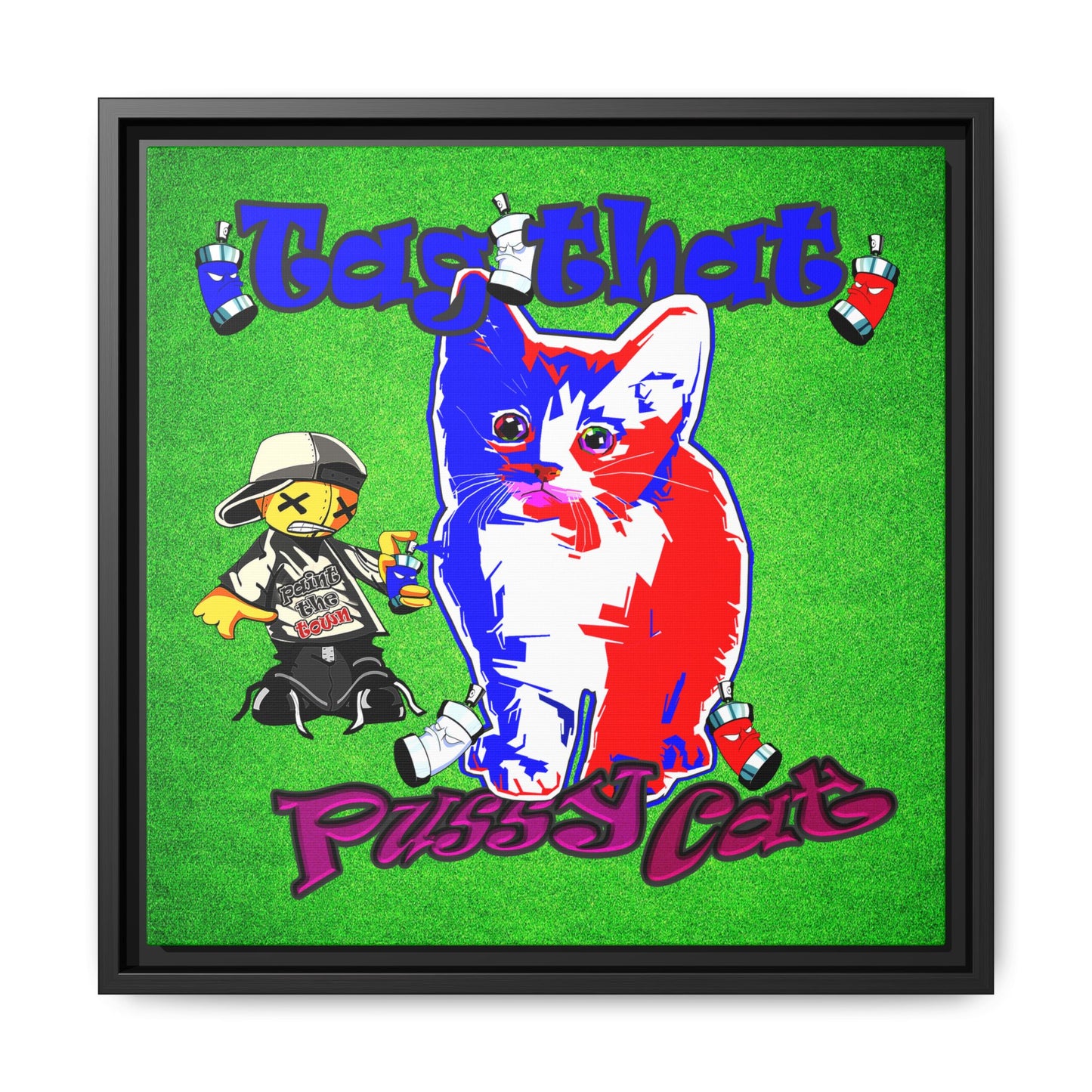 tag that - framed canvas art (green turf)