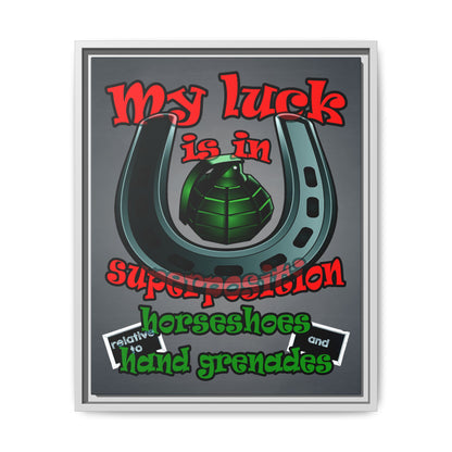 my luck - framed canvas art (grey-light grey)