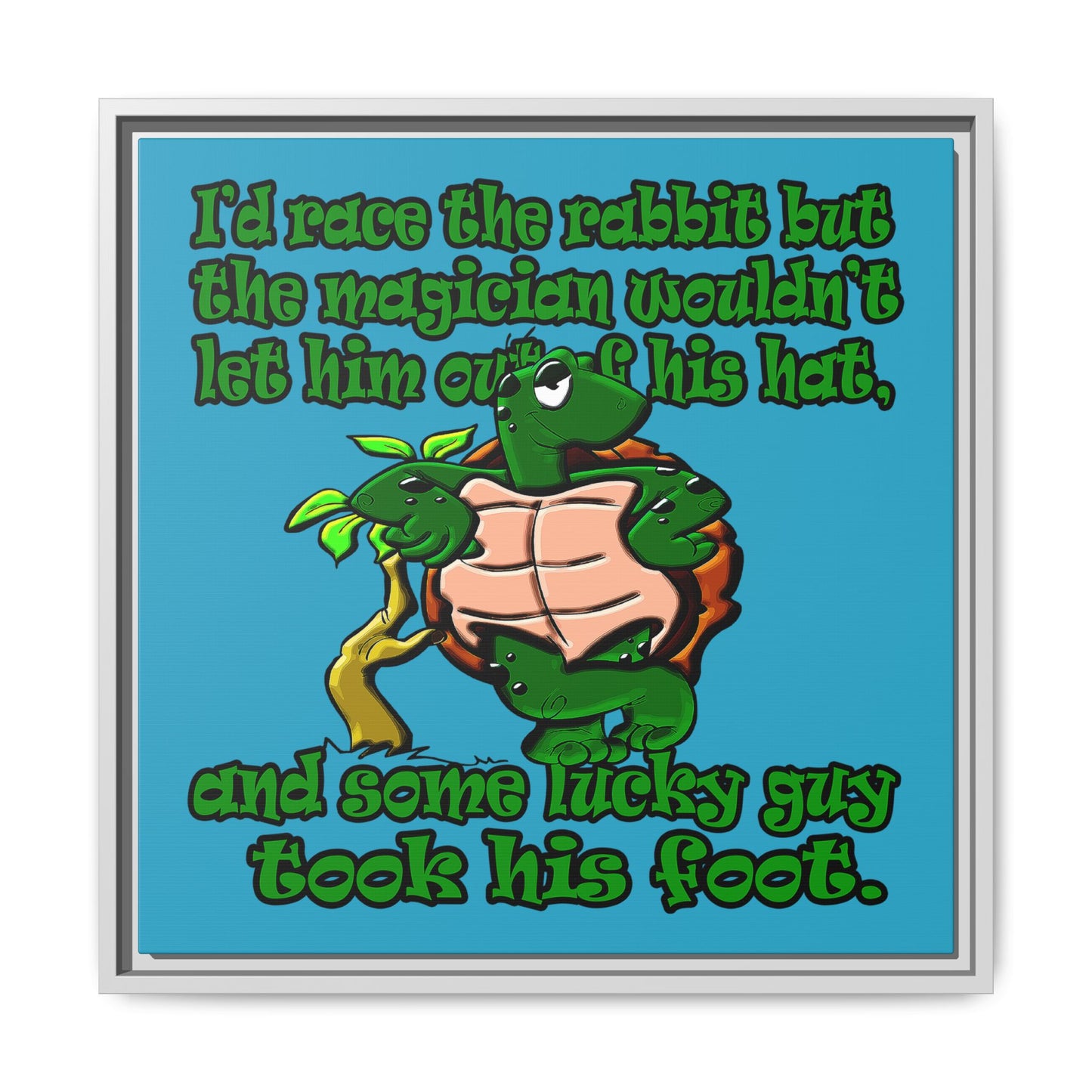 turtle race - framed canvas art (turquoise)