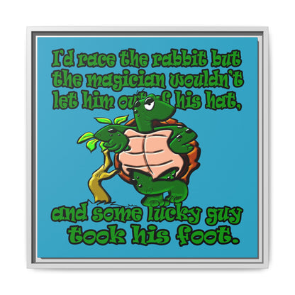 turtle race - framed canvas art (turquoise)