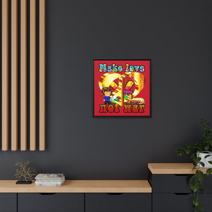 love peace - framed canvas art (dark red)
