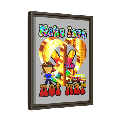 love peace - framed canvas art (light grey)